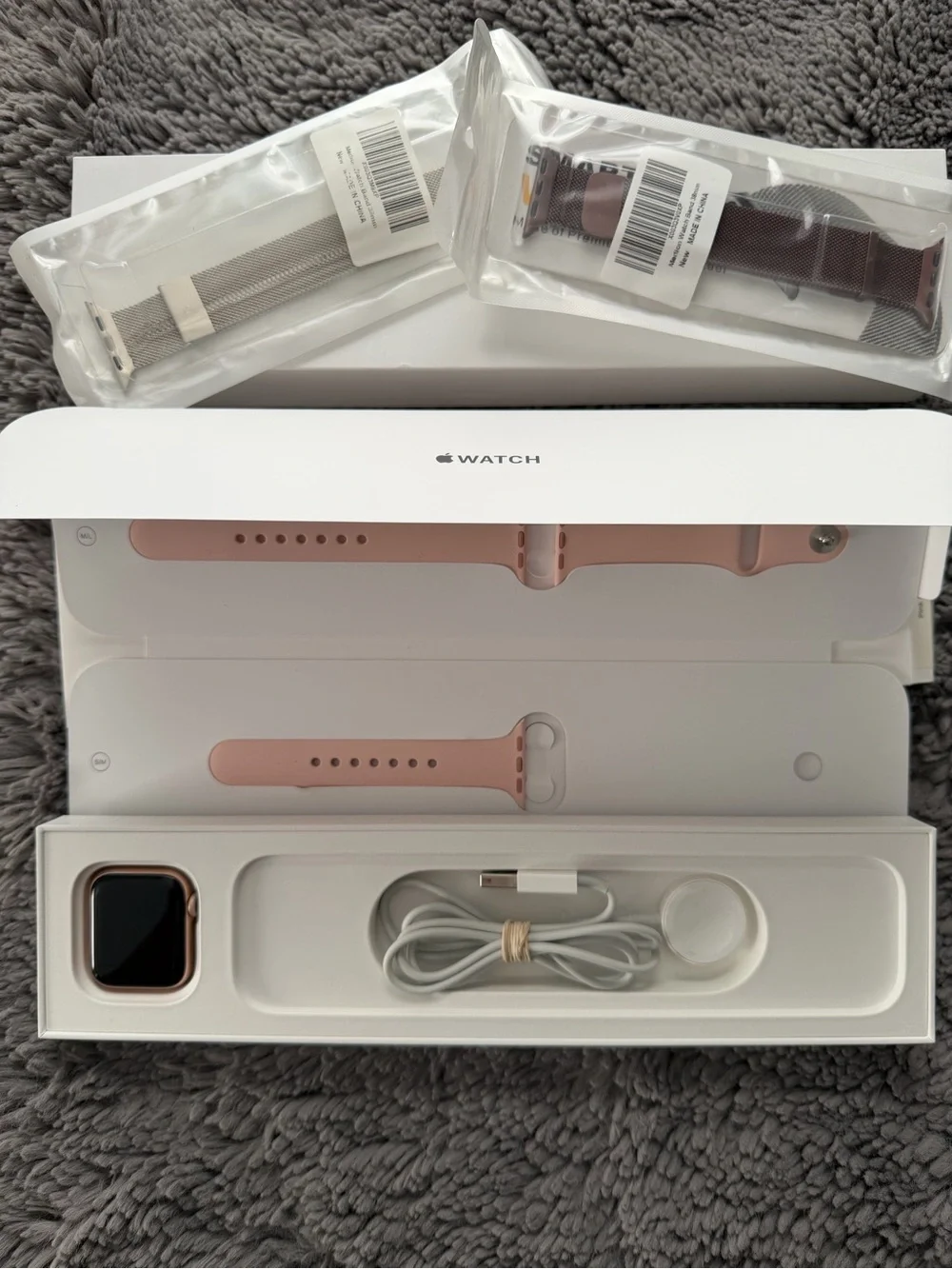 Apple Watch Bands Set - Pink and Silver Mesh